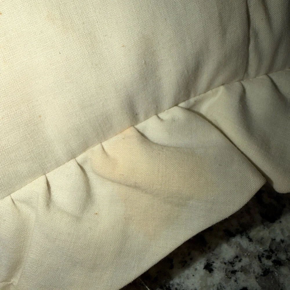 Vintage Handmade Cream Decorative Pillow Cover with Ruffle Edges & pillow granny